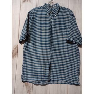 Nautica Shirt‎ Men's Large Teal Button Front Short Sleeve